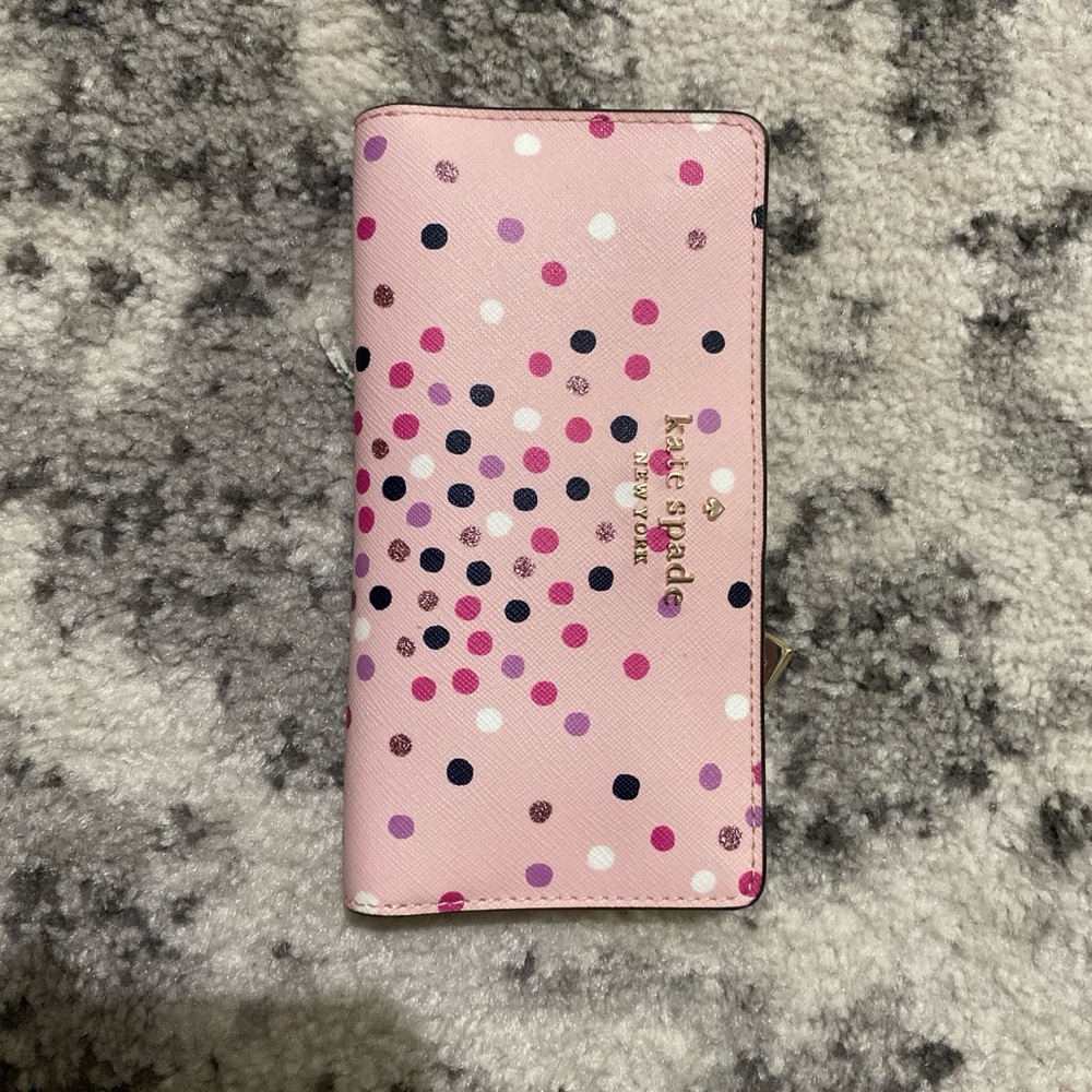 Kate Spade Pink Wallet with Multicolor Dots
